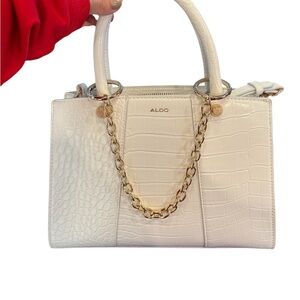 Aldo White Croc-Embossed Women's Handbag
